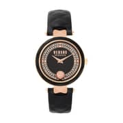 Versus Versace Covent Garden Crystal Black Leather Watch For Women VSPCD3018 Versus Versace Covent Garden Crystal Black Leather Watch For Women VSPCD3018