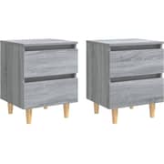 Vidaxl Bed Cabinets With Solid Wood Legs 2 Pcs Grey Sonoma 40x35x50 Cm Vidaxl Bed Cabinets With Solid Wood Legs 2 Pcs Grey Sonoma 40x35x50 Cm