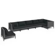 vidaXL 7 Piece Garden Lounge Set with Cushions Poly Rattan Dark Grey