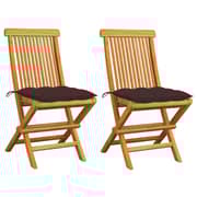 vidaXL Garden Chairs with Taupe Cushions 2 pcs Solid Teak Wood vidaXL Garden Chairs with Taupe Cushions 2 pcs Solid Teak Wood