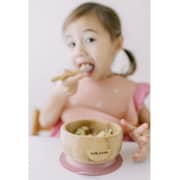 Milk It Baby, MI-BAMBDP004 Bamboo Suction Baby Bowl & Spoon Set, Dusty Pink