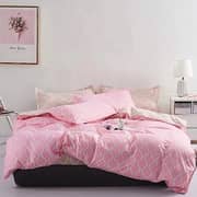 Double Size Pink Geometric Design Bedding Set 6pcs