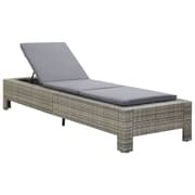 vidaXL Sunbed with Cushion Grey Poly Rattan vidaXL Sunbed with Cushion Grey Poly Rattan