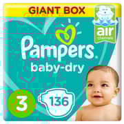 Pampers Baby-Dry Diapers Size 3 Midi 6-10kg Giant Box 136 Count