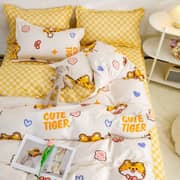 Luna Home Single Size 4 Pieces Bedding Set Without Filler, Cute Tiger Design