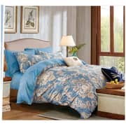 4pcs Fitted Sheet Bedding Set Blue/Beige Printed