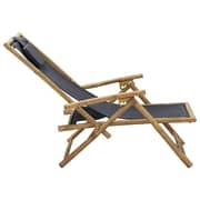 vidaXL Reclining Relaxing Chair Dark Grey Bamboo and Fabric vidaXL Reclining Relaxing Chair Dark Grey Bamboo and Fabric