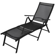 vidaXL Folding Sun Lounger Aluminium Black vidaXL Folding Sun Lounger Aluminium Black