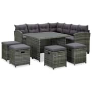 vidaXL 6 Piece Garden Lounge Set with Cushions Poly Rattan Grey vidaXL 6 Piece Garden Lounge Set with Cushions Poly Rattan Grey