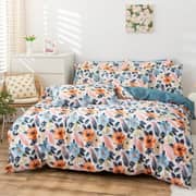 Luna Home Queen/double Size 6 Pieces Bedding Set Without Filler, Blue Color Floral Design Luna Home Queen/double Size 6 Pieces Bedding Set Without Filler, Blue Color Floral Design
