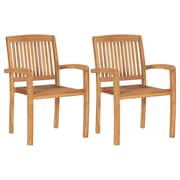 vidaXL Garden Chairs 2 pcs with Beige Cushions Solid Teak Wood
