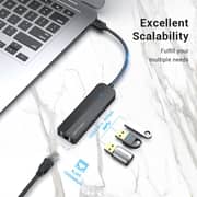 Vention 3-port Usb 3.0 Hub With Gigabit Ethernet Adapter 0.15m Black CHNBB