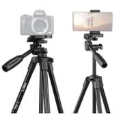 Dmk T-520 Adjustable Height (120cm) Tripod Stand Aluminum Alloy 3-section & 3-way Pan Head Universal 1/4 Mounting With Mobile Holder & Carrying Bag (maximum Load-2kg)