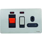 Schneider Ultimate Stainless Steel Screwless Flat Plate 45A + 13A Cooker Control Unit & Socket Black Insert Schneider Ultimate Stainless Steel Screwless Flat Plate 45A + 13A Cooker Control Unit & Socket Black Insert