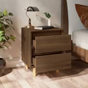 Vidaxl Bed Cabinet With Solid Wood Legs Brown Oak 40x35x50 Cm Vidaxl Bed Cabinet With Solid Wood Legs Brown Oak 40x35x50 Cm