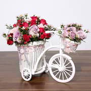 Purple & Pink Flowers In Cycle Basket Purple & Pink Flowers In Cycle Basket