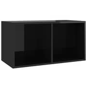 vidaXL Vinyl Storage Box High Gloss Black 71x34x36 cm Engineered Wood
