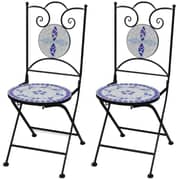 vidaXL Folding Bistro Chairs 2 pcs Ceramic Blue and White vidaXL Folding Bistro Chairs 2 pcs Ceramic Blue and White