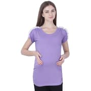 Soko Mesh Ladies Maternity Top with Lace Purple Medium Soko Mesh Ladies Maternity Top with Lace Purple Medium