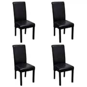 vidaXL Dining Chair Artificial Leather Black Set of 4 vidaXL Dining Chair Artificial Leather Black Set of 4