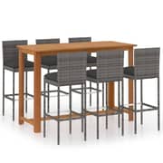 vidaXL 7 Piece Garden Bar Set with Cushions Grey