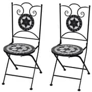 vidaXL Folding Bistro Chairs 2 pcs Ceramic Black and White vidaXL Folding Bistro Chairs 2 pcs Ceramic Black and White