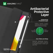 Amazing Thing Antimicrobial Evolution Folio Smart Cover Designed For Apple Ipad 10.2 Inch Case/ipad 10.5 Inch Cover With Apple Pencil Storage - Auto Sleep And Wake Function - Black
