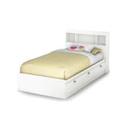 Spark Twin Mates Bed with Drawers and Bookcase Headboard Medium Bed without Mattress Black Spark Twin Mates Bed with Drawers and Bookcase Headboard Medium Bed without Mattress Black