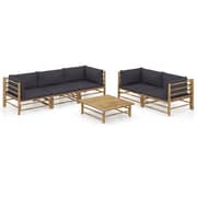 vidaXL 6 Piece Garden Lounge Set with Dark Grey Cushions Bamboo vidaXL 6 Piece Garden Lounge Set with Dark Grey Cushions Bamboo