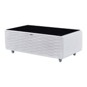 evvoli Smart Touch Table With Two Refrigerating Doors, Bluetooth, Music Player, USB Charger, AUX, White EVRFS-130LW