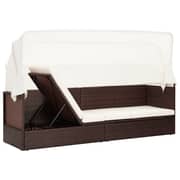Vidaxl Garden Sofa With Canopy Poly Rattan Brown