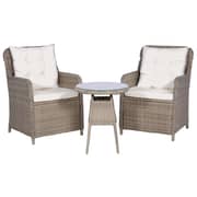 Vidaxl 3 Piece Bistro Set With Cushions And Pillows Poly Rattan Brown Vidaxl 3 Piece Bistro Set With Cushions And Pillows Poly Rattan Brown