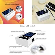 STEK 2.4 Smart USB 4 Port Led Display Fast Charging Station Mobile Phone USB Charger - CD-A26