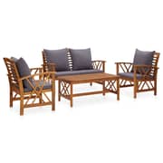 vidaXL 4 Piece Garden Lounge Set with Cushions Solid Acacia Wood vidaXL 4 Piece Garden Lounge Set with Cushions Solid Acacia Wood