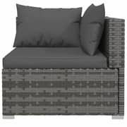 vidaXL 9 Piece Garden Lounge Set with Cushions Poly Rattan Grey vidaXL 9 Piece Garden Lounge Set with Cushions Poly Rattan Grey