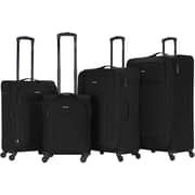Viptour Set Of 4 Light Weight Polyester Jacqard Trolley Luggage With Number Lock, Charcoal- 20, 24, 28, 32 Inches