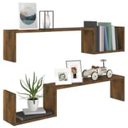 vidaXL Wall Shelves 2 pcs Smoked Oak 100x15x20 cm Engineered Wood vidaXL Wall Shelves 2 pcs Smoked Oak 100x15x20 cm Engineered Wood