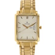 Titan, 1506YM01, Men's Watch Analog, White Dial Golden Stainless Steel Strap Watch