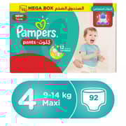 Pampers Pants Diapers, Size 4, Maxi, 9-14 kg, Mega Box, 92 Count