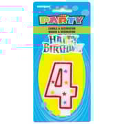 Unique- Numerical 4 Glitter Candle With Cake Dcor