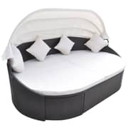 Vidaxl Outdoor Lounge Bed With Canopy Poly Rattan Brown Vidaxl Outdoor Lounge Bed With Canopy Poly Rattan Brown