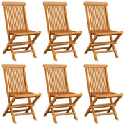 vidaXL Garden Chairs with Cream White Cushions 6 pcs Solid Teak Wood vidaXL Garden Chairs with Cream White Cushions 6 pcs Solid Teak Wood
