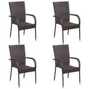 Vidaxl Stackable Outdoor Chairs 4 Pcs Poly Rattan Brown
