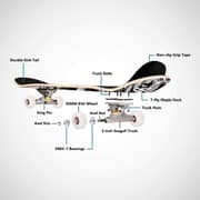 Ultimax - Complete Standard Skateboards With Plain Wheels For Beginners Kids Boys Girls Teenager- 31''x 8'' Maple Cruiser Pro Skate Board - Black