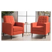 Mervynn Mid-Century Fabric Recliner Club Chairs (Set of 2) orange Mervynn Mid-Century Fabric Recliner Club Chairs (Set of 2) orange