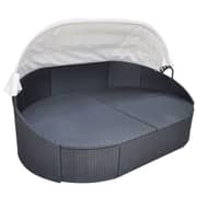 Vidaxl Outdoor Lounge Bed With Canopy Poly Rattan Black Vidaxl Outdoor Lounge Bed With Canopy Poly Rattan Black