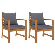 vidaXL Garden Chairs 2 pcs with Dark Grey Cushion Solid Acacia Wood vidaXL Garden Chairs 2 pcs with Dark Grey Cushion Solid Acacia Wood