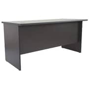Mahmayi Grigio 120 Plain Office Desk - Grey Executive Office Table with 2 Grommets for Wire Management - Round Edge Profile