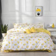 6pcs Bedding Set White Heart Design King Size Multicolor