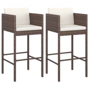 Vidaxl Bar Stools 2 Pcs With Cushions Brown Poly Rattan